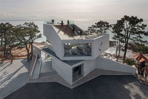 Angular concrete cafe frames stunning sea views in South Korea - Curbed