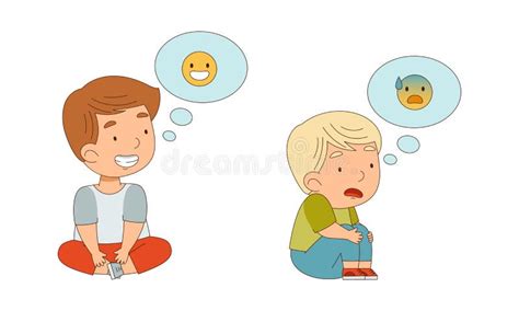 Adorable Little Boys Sitting On Floor Expressing Different Emotions