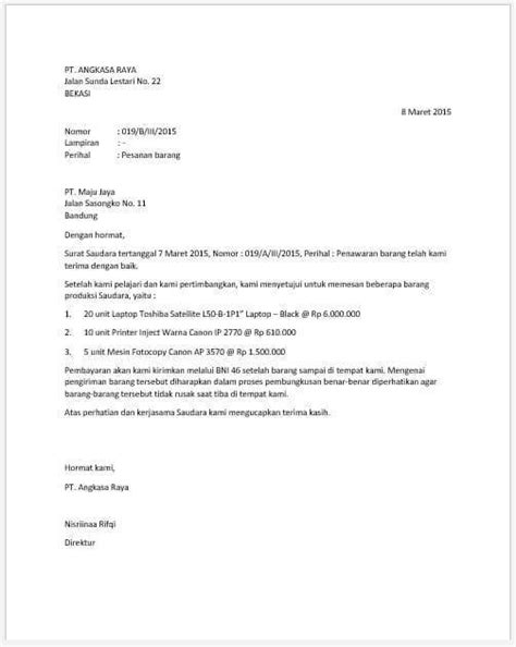 Contoh surat pemesanan barang atau produk dalam bahasa inggris lengkap beserta artinya hanya di kbi. 16 Contoh Surat Pemesanan Barang Elektronik, ATK, Sembako ...