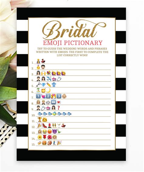 Bridal Emoji Game Wedding Emoji Pictionary Game Bridal Shower Idea
