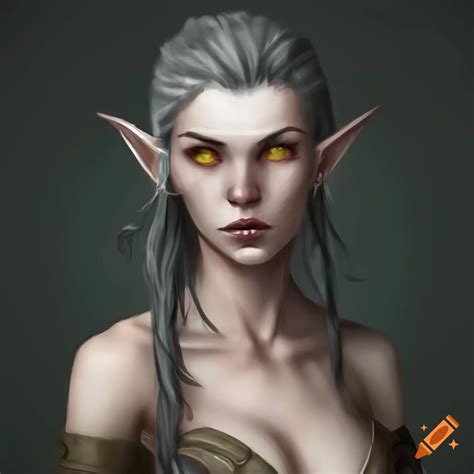Portrait Of A Gray Skinned Demi Elf Woman