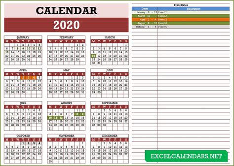 Yearly Calendar Templates For Year 2019 2020 2021 2022