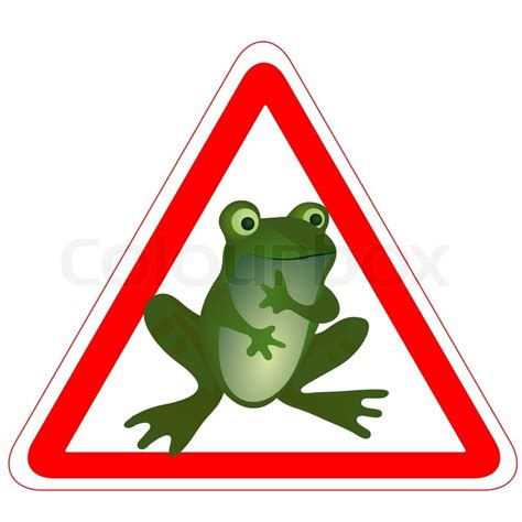 Warning Road Sign With A Funny Frog Stock Vector Colourbox