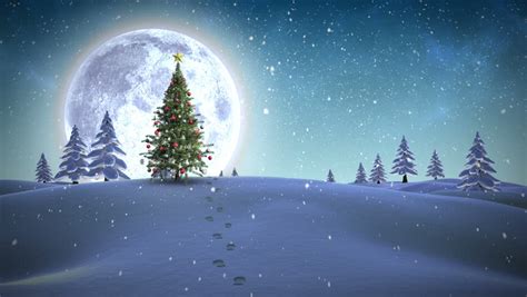 Christmas Tree Snowy Night Loop Stock Footage Video 1627663