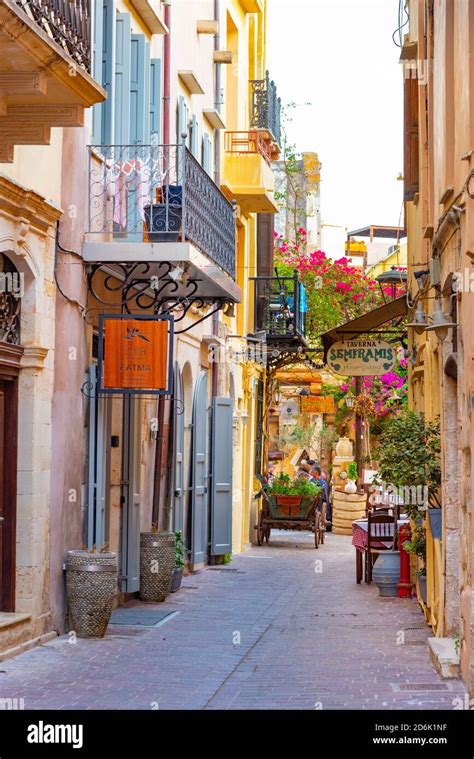 Streets In The Old Town Of Chania Crete Greece Stock Photo Alamy