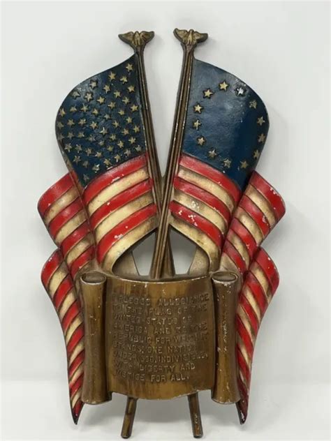 Vintage Sexton American Flag Pledge Of Allegiance Plaque Metal Usa Patriotic 29 97 Picclick