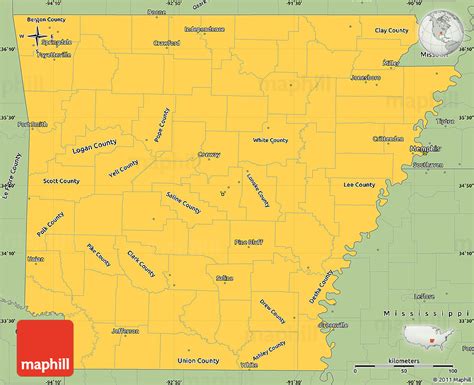 Savanna Style Simple Map Of Arkansas
