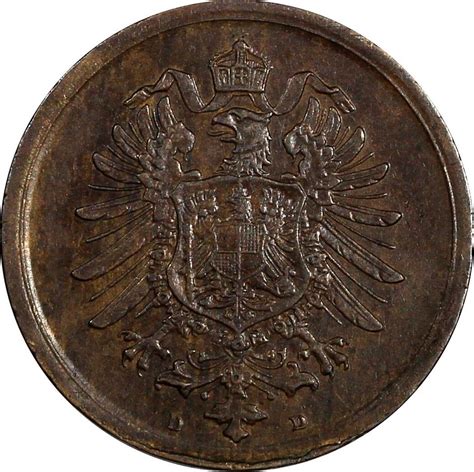 Pfennig Germany Empire Wilhelm I Bronze D Munich Mint Xf Km