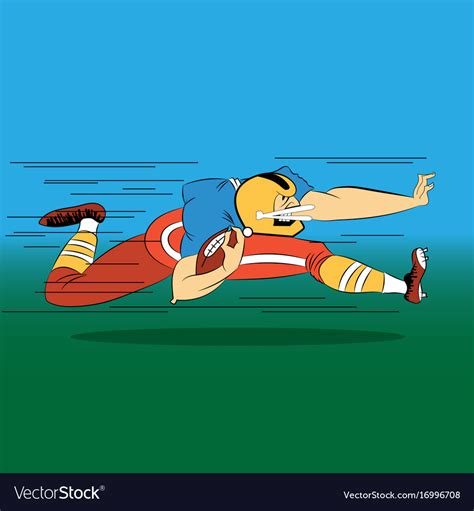 Cartoon Football Player Running With The Ball In Vector Image