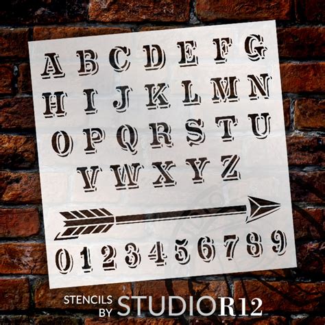 Western Headline Full Alphabet Stencil By Studior12 Old West