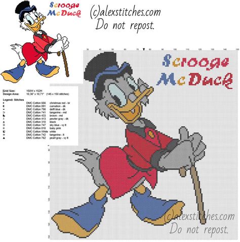 Scrooge Mcduck Disney Mickey Mouse Character Big Size 150 Stitches Free