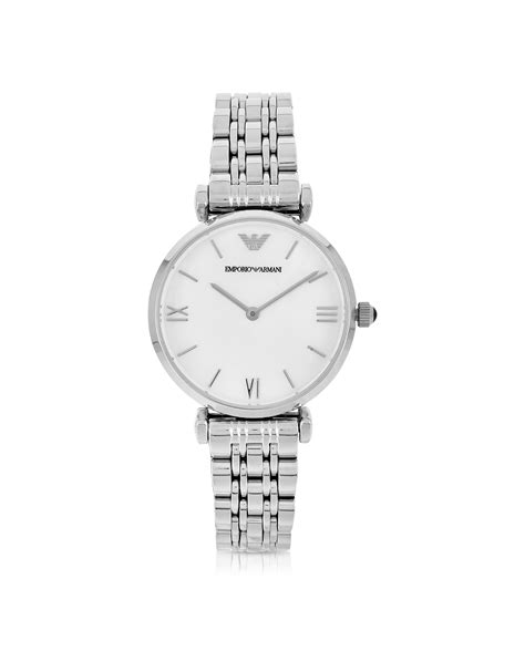 Emporio Armani Retro Stainless Steel Womens Watch In Gray Lyst