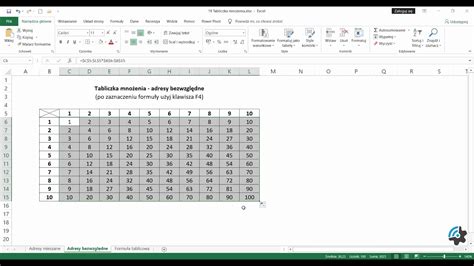Tabliczka mnożenia w Excelu YouTube
