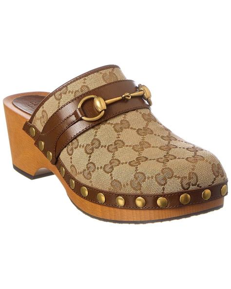 Gucci Gg Canvas And Leather Clog In Brown Lyst Uk