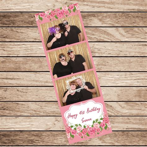 Roses 2x6 Photo Booth Strip Template Quinceañera Wedding Etsy