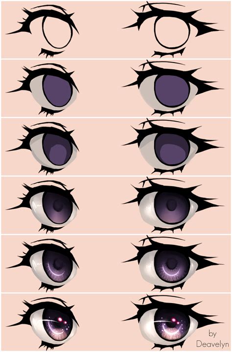 Starry Eyes Steps By Maruvie Anime Eye Drawing Digital Painting