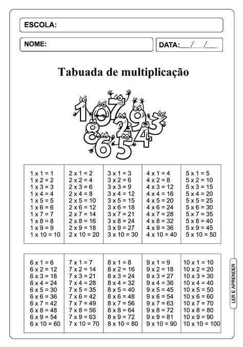 Tabuada De Multiplicação Do 1 Ao 10 Para Imprimir Word Search Puzzle