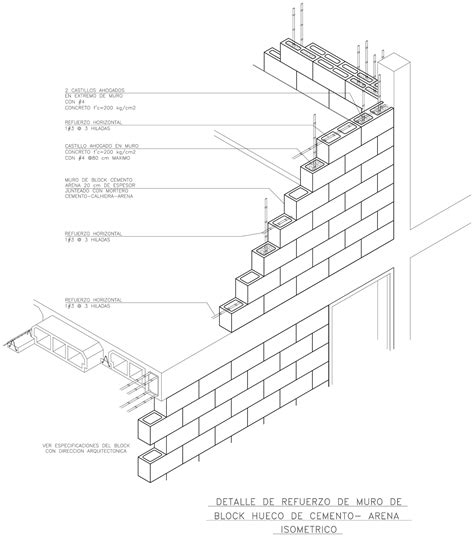 Planos De Detalle Muro De Block En Muros De Blocks De Concreto Hot