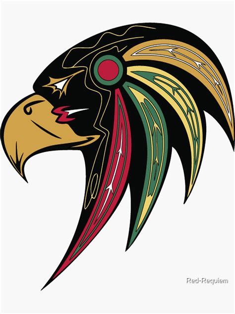 2 days ago · the logo is a hawk, with white feathers on its head, symbolizing winter and the ice the team plays on. "Chicago Blackhawks Alternate" Sticker by Red-Requiem ...