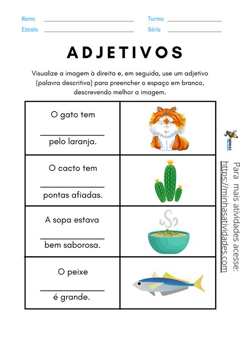 Atividades Adjetivos 4 Ano