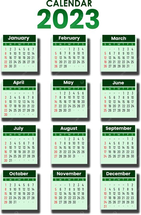 تقويم عام 2023 باللون الأخضر تقويم عام 2023 تقويم تقويم سطح المكتب