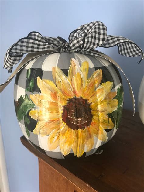 Pumpkin With Sunflower Etsy