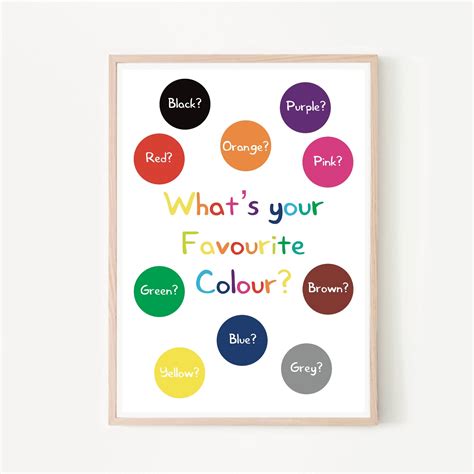 Favourite Colour Kids Print Educational Etsy