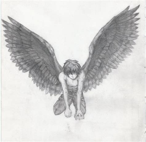 Anime Boy With Angel Wings Angel Boy Dri By Aressian Wings Drawing