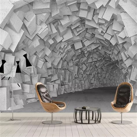 Modern Abstract Art Murals Wallpaper 3d Stereo Geometry Building Photo Wall Paper For Living