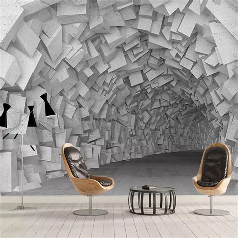 Modern Abstract Art Murals Wallpaper 3d Stereo Geometry Building Photo