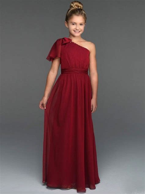 One Shoulder Junior Bridesmaid Dress Ju001 Red Flower Girl Dresses