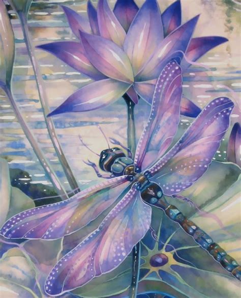 Dragonfly Purple Detail Par Jody Bergsma Dragonfly Painting