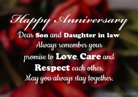 Send greetings by editing the happy anniversary son and daughter in law image . Anniversary Wishes for Son and Daughter in Law - WishesMsg