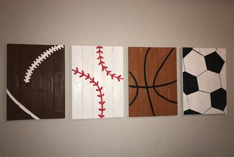 Printable Sports Wooden Wall Art in 2021 | Sports themed room, Boy sports bedroom, Sports wall decor