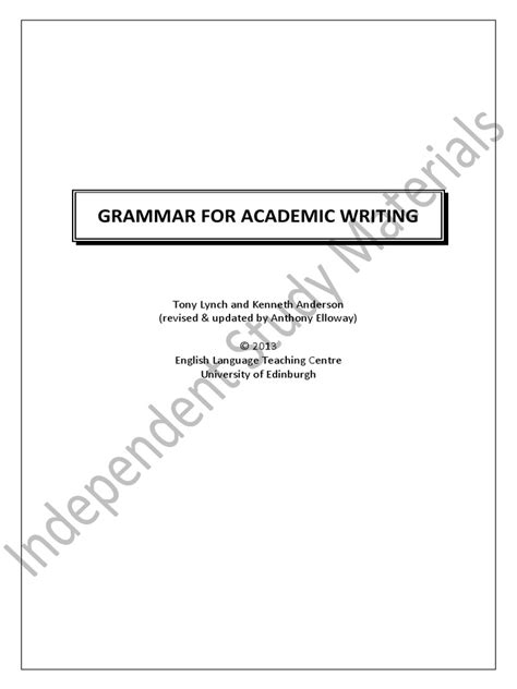 Grammar For Academic Writing Ism 1 Pdf English Grammar Clause