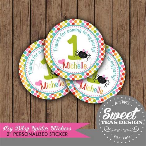 Itsy Bitsy Spider Stickers Birthday Party Favor Thank You Tags Labels