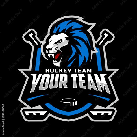 Lion Head Logo For The Ice Hockey Team Logo Vector Illustration With