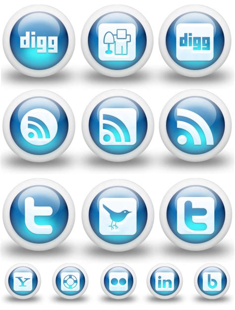 Download 3D Glossy Blue Color Social Media Bookmarking Icons | Freebies 