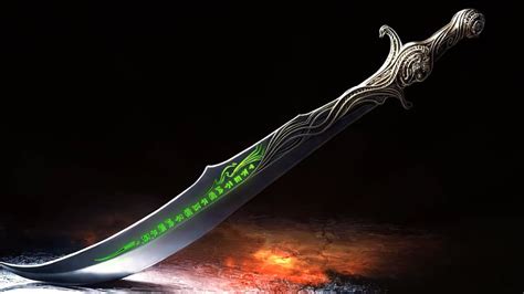 Silver And Green Sword Fantasy Art Weapon Hd Wallpaper Wallpaper Flare