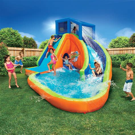 Banzai Sidewinder Falls Inflatable Water Park Play Pool With Slides And