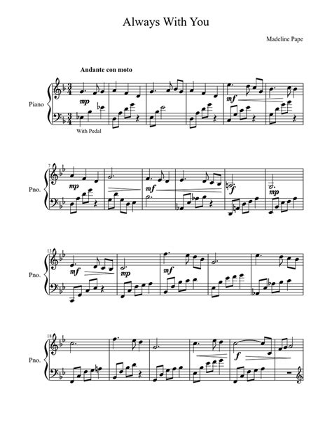 Always With You Sheet Music For Piano Download Free In Pdf Or Midi