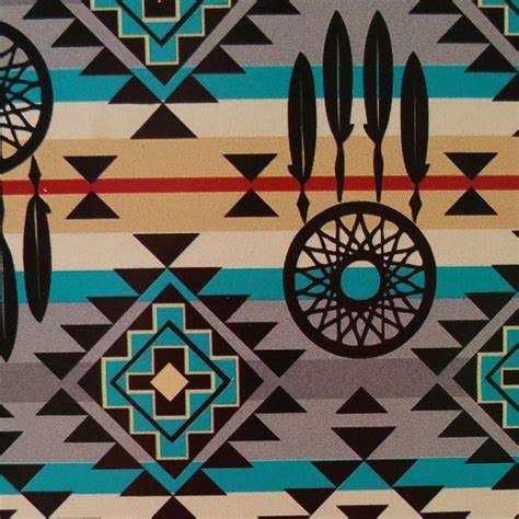 Turquoise And Gray Diamond Dreamcatcher Southwest Tribal Print 100