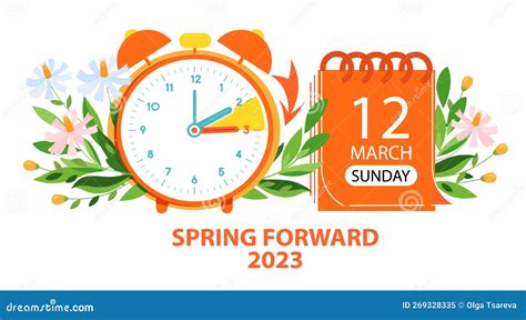 Daylight Saving Time Begins Concept Banner Spring Forward Time Change