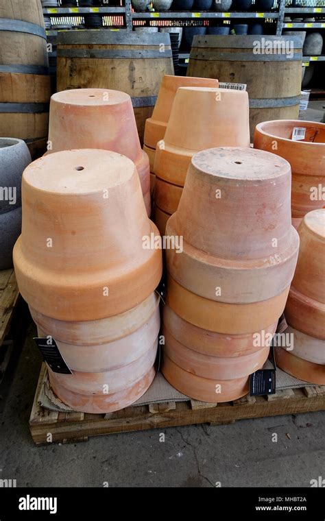 Stack Of Terracotta Pots On Display Stock Photo Alamy