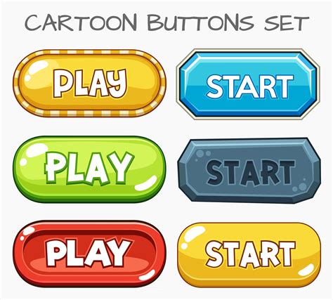 Cartoon Buttons Set Gamevector Illustration 540965 Vector Art At Vecteezy