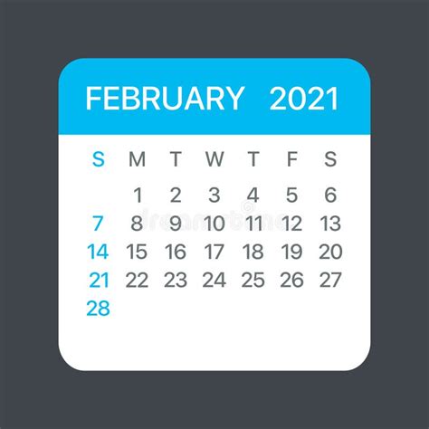 February 2021 Calendar Leaf Vector Template Graphic Illustration