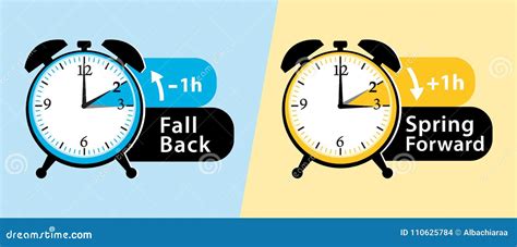 Daylight Saving Time Set Concept Vintage Minimalist Clocks With Fall