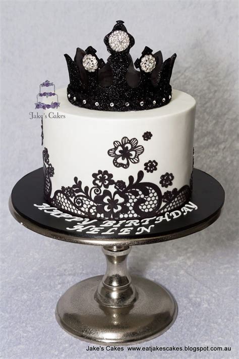 Black Birthday Cake Jakes Cakes Black Bling Crown Cake White Birthday Cakes