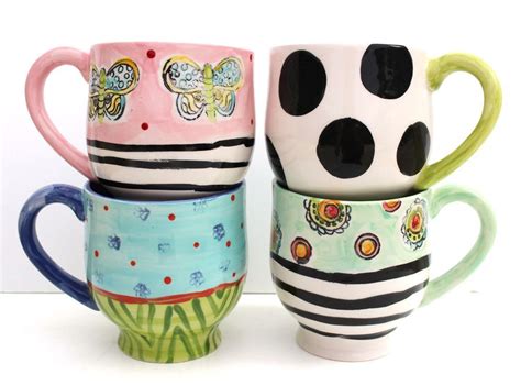 Hand Painted Ceramic Mug Big Mug Mix And Match Pottery