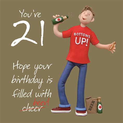 21st Birthday Male Greeting Card One Lump Or Two Range Holy Mackerel